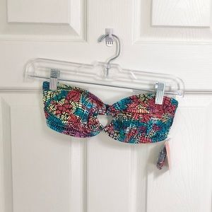 NWT Black Poppy S Rainbow Kaleidoscope Bikini Top